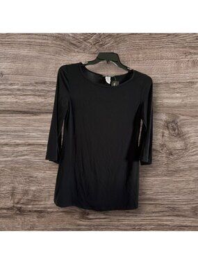 Ronnie Salloway Black 3/4 Polyester Stretch Top 3/4 Sleeve Size M